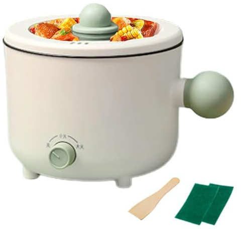 Tuzsocr Petite Marmite Hot Pot Électrique,Ramen Cooker Pour Cuisson,Poêle électrique Antiadhésive Multifonctionnelle Pour Nouilles,Avec Cuiseur Vapeur,pour chambre d'étudiant/studio/hôtel (Style 3)