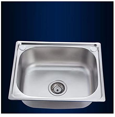 Évier Simple en Acier Inoxydable 304, Mini Petit évier Simple épais, évier de Bar, évier Simple pour Laver la Vaisselle, évier de Cuisine (Couleur : Argent, Taille : 65 x 45 cm)