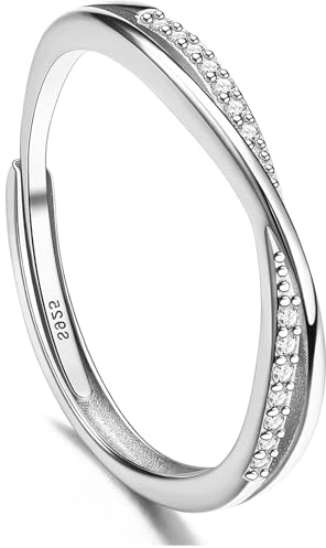 Brateuanoii Ring Silber 925 Damen, Ring Silber 925 Damen Mit Zirkonia, Diamantring S925 Sterlingsilber, Ring Verstellbar Damen Verlobungsringe, Eheringe, Geburtstagsgeschenke, Jubiläumsgeschenke