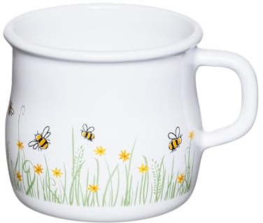 Riess, 0504-137, Topf mit B�rdel, 8 cm, 3/8L, LBH 11,4 x 8,88 x 8 cm, Gewicht 0,2kg, COUNTRY- BIENE, Emaille