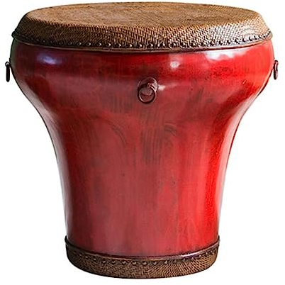 Couchtisch Trommelförmiger Couchtisch, Beistelltisch for Wohnzimmer, Eingangsbereich, Küche, Terrasse, Garten, Balkon, Retro-Sofatische aus Holz, runder Teetisch mit Akzent Kaffeetisch