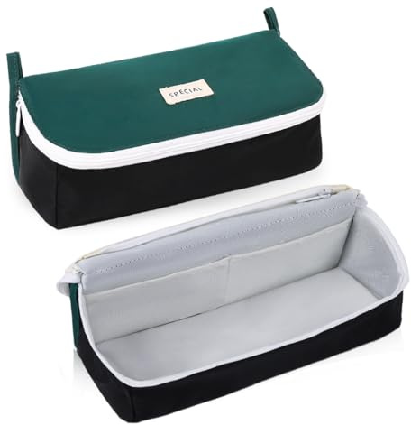 iSuperb Federmäppchen Mädchen Mäppchen Jungen Studenten Federmappe Unisex Stifte Organizer Kosmetiktasche klein Leinen Federtasche für Damen Einschulung Geschenk Schulsachen (Grün)