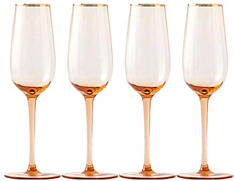ruyi-1986 Flûtes à Champagne Verre à Champagne Rose Phnom Penh, Verre à vin Mousseux sodocalcique Domestique-4 pièces 220 ML, Couleur Durable. Coupes à Champagne