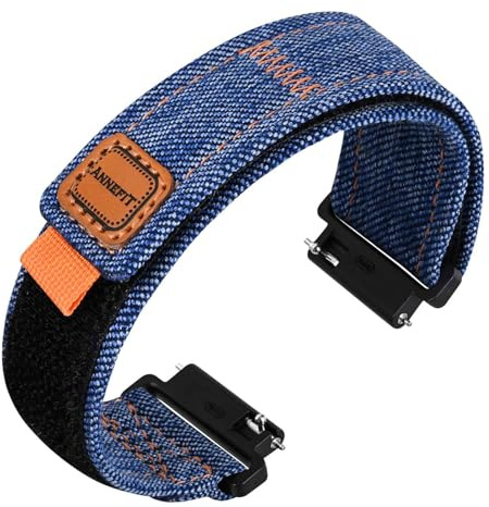 ANNEFIT Canvas Uhrenarmband, Denim Loop Armband mit Schnellverschluss für Herren Damen, 16mm 18mm 19mm 20mm 21mm 22mm 24mm