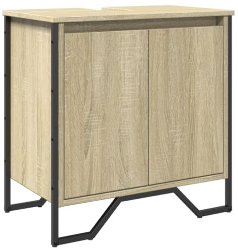 vidaXL Armoire lavabo de Salle de Bain chêne Sonoma 60x35x60 cm, Placard lavabo de Salle de Bain, Meubles de Salle de Bain, Meuble de Rangement sous lavabo