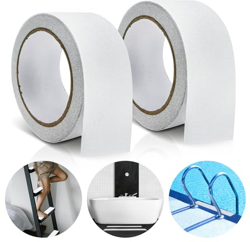 SenaiMy 2 Roll Anti Slip Tape 5cm*5m Transparent Stair Treads and Steps Glue Strips Safety Self Adhesive Water Proof Non Slip Shower Stickers for Indoor and Outdoor Bathtub Shower Treads
