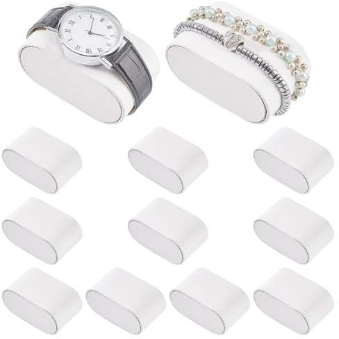 PH PandHall - 12 piezas de almohadas blancas para pulsera de reloj, funda de piel sintética, almohadas para el día del padre, pequeñas empresas, exhibición de joyas, exposición, venta, 7,4 x 4,2 x