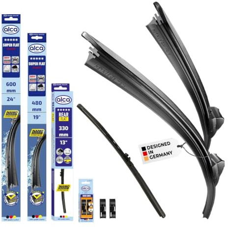 alca® Scheibenwischer Komplettset für VW GOLF V | 10.2003 - 10.2005, SUPER FLAT Flachbalkenwischer, extraflaches Design, Flexibel, Nanographitbeschichtung