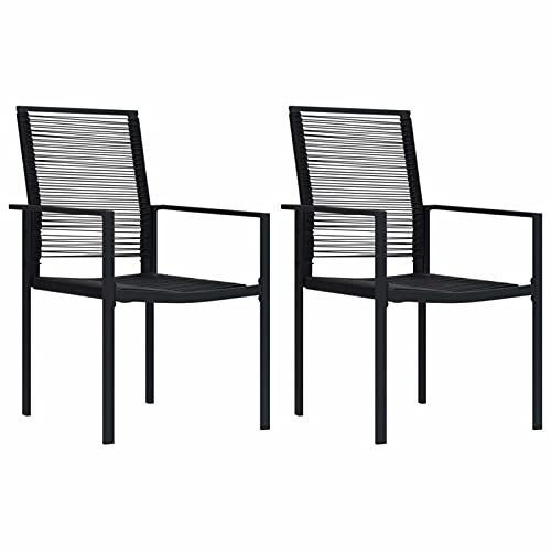 Iiaky Gartenstühle 2 STK. Garten StüHle Relaxsessel Garten Gartensessel Outdoor GartenstüHle PVC Rattan Schwarz