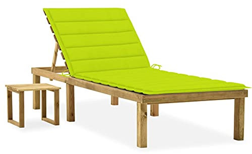 Xichuzi Garten-Sonnenliege mit Tisch und Auflage Kiefer Imprägniert, Gartenliege, Liegestuhl, Sonnenstuhl, Sonneninsel Outdoor, Liegen, Gartenmöbel, Bäderliege, Relaxliege - 3065845