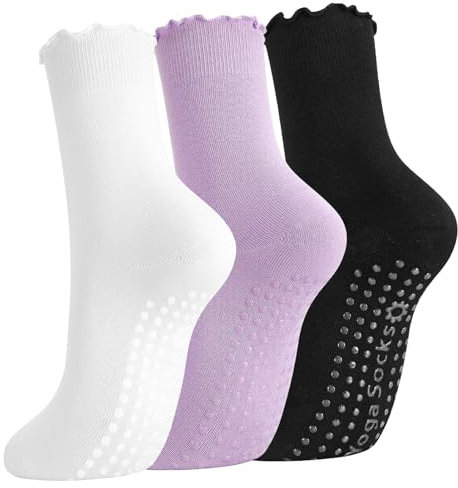 Utensilsto Pilates Socken Yoga Socken Damen,3 Paar Antirutschsocken Stoppersocken für Pilates, Yoga, Barre,Trampolin, Fitness