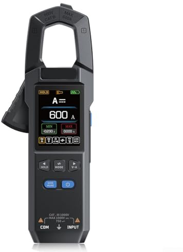 YUANGANG Clamp Meter Smart Auto-Ranging Multimeter Digital Clamp Meter Multimeter 10000 Count 600A AC/DC Current 750V Voltage, Waveform Display, Power Calculation(with)