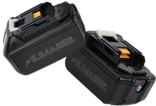 2 batterie di ricambio da 5,5 Ah per Makita 18 V compatibile con BL1860 BL1860B BL1850 BL1850B BL1840 BL1840B BL1830 BL1830B BL1815 BL1825 BL1835 BL1845