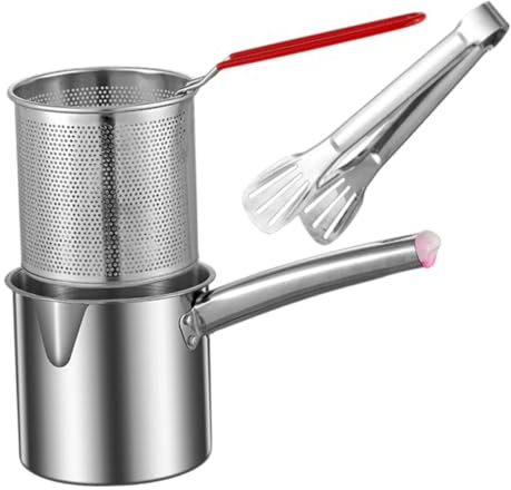 PHENOFICE Freidora Pequeña De Aceite 1.8 l Acero Inoxidable 304 Multifuncional para Uso Doméstico Freidora Profunda para Freír Pollo Patatas Fritas