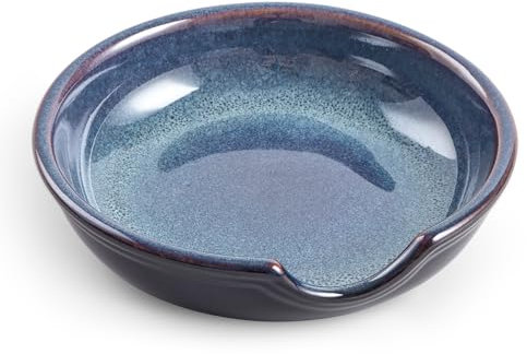 Auanlay Spoon Rest for Stove Top, Ceramic Spoon Holder for Kitchen Counter, Cooking Utensil Rest, Coffee Spoon Holder, Spoon Rest for Ladles Spatula (Blue)