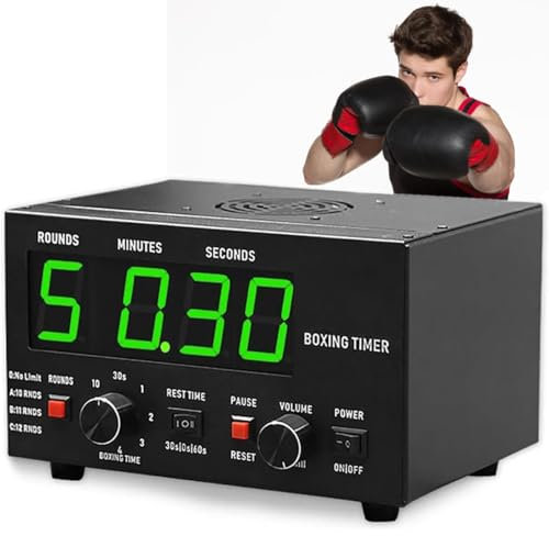Temporizador De Intervalo De Boxeo, Temporizador De Ciclo Profesional Con Pantalla LED, 1-12 Rondas De Desafío, 30S-10min Tiempo De Boxeo, 0/30/60S Tiempo De Descanso, Recordatorio De Zumbador