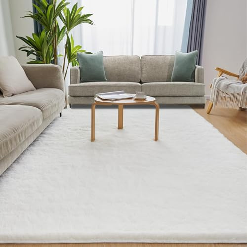 Puremy Wohnzimmerteppich, Hochflor Teppiche Wohnzimmer Deko Flauschiger Weich Waschbarer & Anti-Rutsch Modern Shaggy Groß Teppich für Schlafzimmer, Kinderzimmer, 200x280cm, Creme