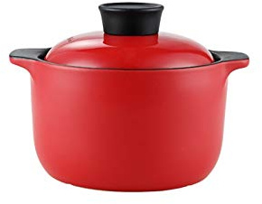 YLFFFZXK Pentola Rotonda Classica con Coperchio, pentola in gres Rosso Resistente alle Alte Temperature, Piastre di Cottura, pentola per stufato in Ceramica, pentola da Cucina, Padella per Saltare (d