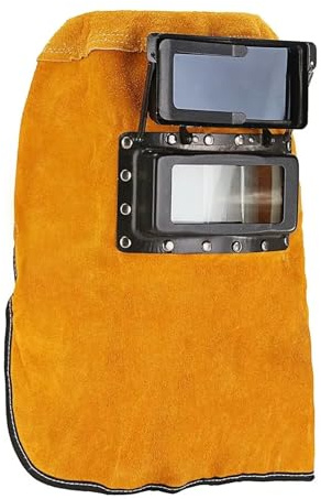 Careta Soldar, Mascara Soldar 1 casco de soldadura con capucha de cuero, máscara con filtro solar, lente de soldador, protección de seguridad, cómoda capucha interior.