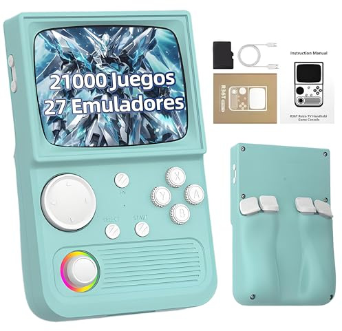 R36T Consola de Juegos Retro 128 GB, Consola Emuladora con 21 000+ Juegos Retro Integrados 27 Emuladore, Sistema Linux, Pantalla IPS OCA de 3,5 Pulgadas, Compatible con WIFI, Joystick 3D (Verde Menta)