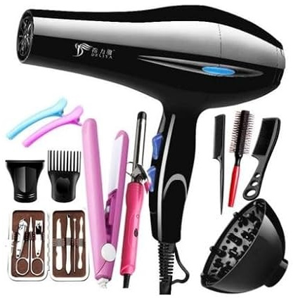 Secador De Pelo 7 En 1 peines, placha, difusor, rizador, pinzas y kit de manicura/pedicura nuevo, Envio 24h