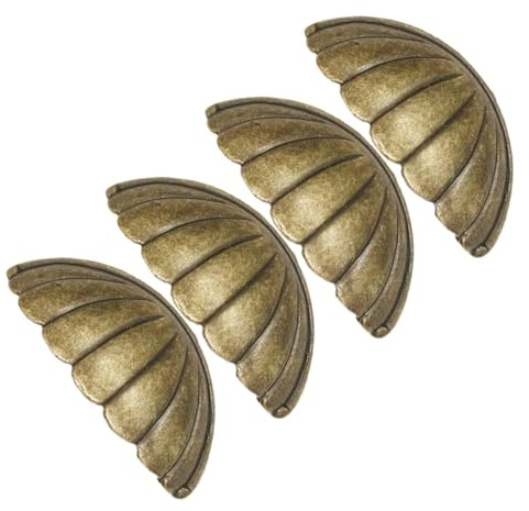 SHINEOFI 4 Stück Vintage Möbelgriffe aus Bronze Halbrunde Schubladengriffe im Muschel design Langlebige Schrank Kleiderschrankgriffe Dekorative Metallgriffe für Küchen Wohnmöbel