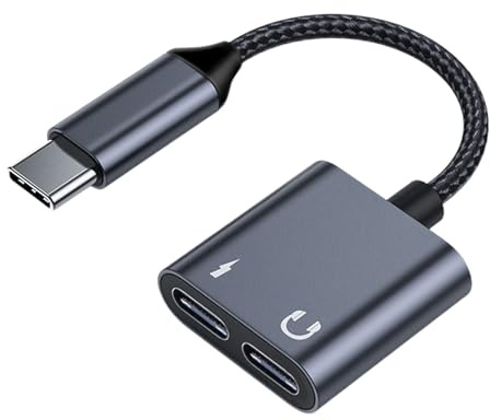 USB C-hörlursadapter - typ C ljuddongel, 3,5 mm, flätad tygladdningskabel