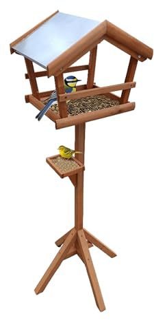 Relaxdays Casa per Uccelli con Supporto, Tetto Resistente, Giardino e terrazza, mangiatoia
