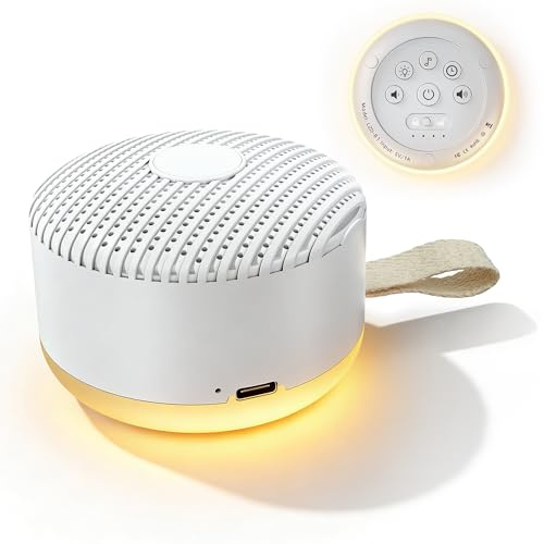 White Noise Machine,24 Sounds with Night Light,Powerful Battery, 5 Timers Memory,Portable Sound Machine for Baby Adults,Travel Gift, USB Rechargeable