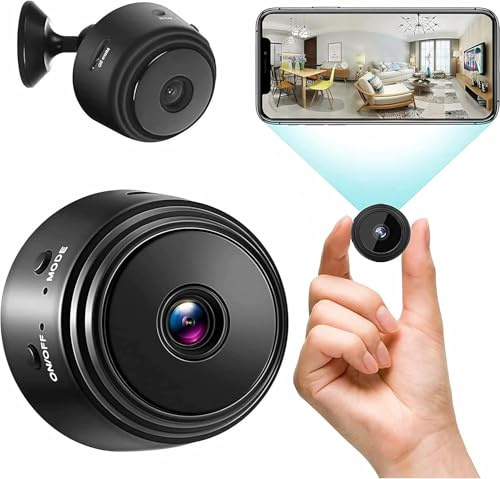 Mini cámara, cámara inalámbrica 1080P Full HD con audio y video, monitor de bebé, cámara de vigilancia de seguridad para el hogar con detección de movimiento de visión nocturna, color negro