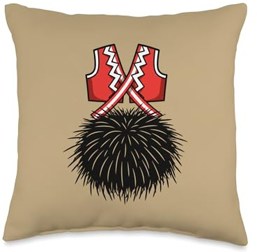 Halloween Cheerleader Pom Pom Design - Spooky Cheer Squad Throw Pillow