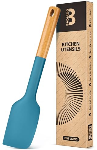 Silicone Heavy-Duty Spatula, Great For Tough Mixing And Stirring, Sturdy Bpa-Free Matte Silicone, Wooden Handle Rubber Scraper For Nonstick Cookwares (TURQ)