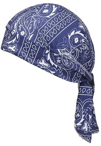 Kühlendes Bandana, Kopftuch, 2 Stück, Motorradhelm-Innenfutter, elastische Passform, 55–60 cm, schnelltrocknend, atmungsaktiv, Kopfwickel für Sommer, Outdoor, Sport, Reiten, Laufen, blau, 55-58