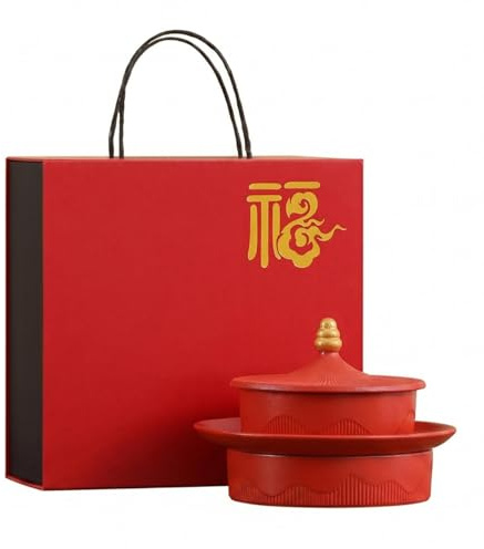 TAIZhiChen Frutero Cerámico Rojo Tapadera Vajilla Decorativa Apilable Menaje Del Hogar