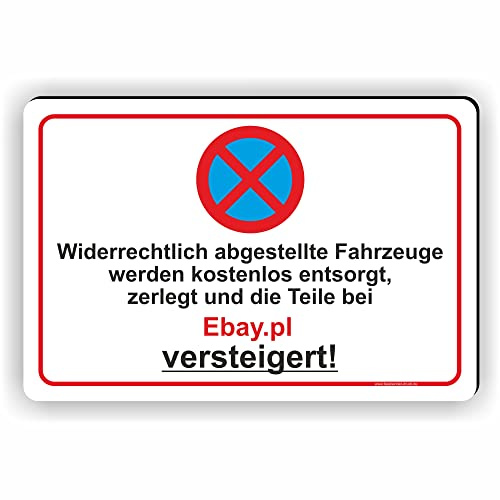 Fassbender-Druck SCHILDER - PARKVERBOT TEILE WERDEN VERSTEIGERT - Parken verboten Schild - Schild zum Markieren vom absoluten Parkverbot oder Privatgrundstück - lustiges FUN Schild (30x20cm Schild)