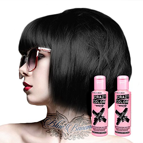 Pacco Da Due Tinte Semipermanenti Per Capelli Da 100ml Crazy Color (Nero)