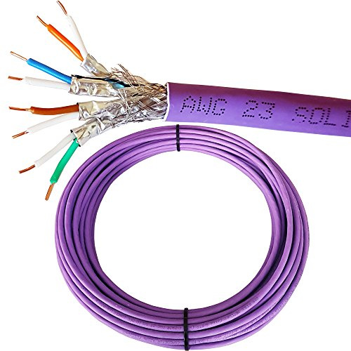 Loops Low Smoke CAT6A Network Cable – 23 AWG – S/FTP & U/FTP – Shielded/Screened – Solid Pure Copper Core – Purple Ethernet LSZH LZHF Network LAN Wire Reel (S/FTP, 25m (82 ft) CAT6A Cable)