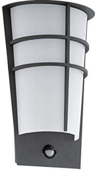 EGLO LED Außen-Wandlampe Breganzo 1 2 flammige | Außenleuchte inkl. Bewegungsmelder, Sensor-Wandleuchte aus Stahl und Kunststoff, Farbe: Anthrazit, weiß, IP44
