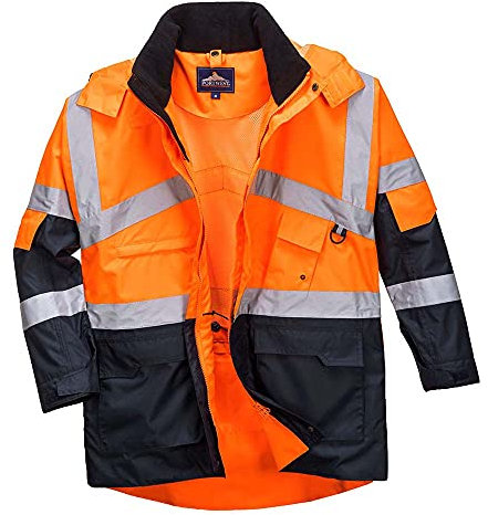 Portwest 2-farbige atmungsaktive Warnschutzjacke, Größe: XXXL, Farbe: Orange/Marine, S760ONRXXXL
