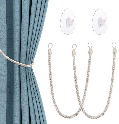 OOTSR Vorhang Raffhalter mit Transparenten Selbstklebenden Haken, Vorhanghalter Clips Vorhang Seil Holdbacks Schnallen Gardinenklammern Für Haus Office Dekoration Fenster Behandlung（Weiß）