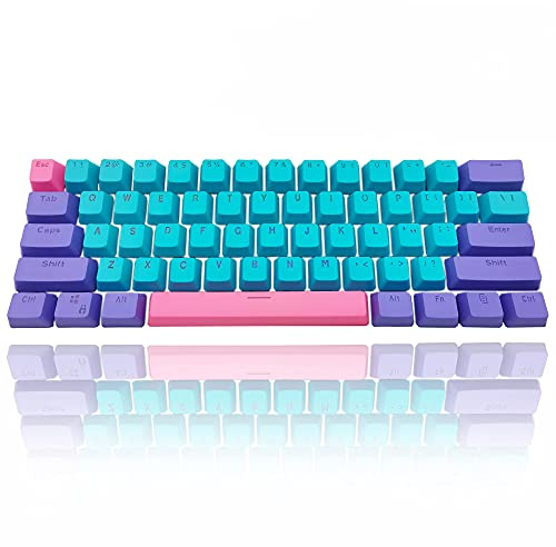 GTSP 61 Keycaps 60 Percent Mechanical Gaming Keyboard - OEM Profile RGB PBT Set with Key Puller for Cherry MX Switch GK61/RK 61/Anne Pro 2/Joker (Keycaps Only) Blue