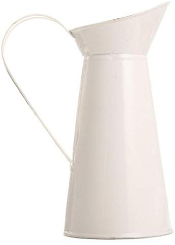 PiniceCore Vintage Tall Metal Shabby Chic Cream Vase Pitcher Jug Flower Container for Wedding Home Decor