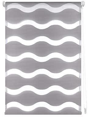 Blindecor - Luna doppelrollo klemmfix ohne bohren - duo rollo klemmfix Silber - 82 x 150 cm (Breite x Länge) Stoffgröße 79 x 145 cm