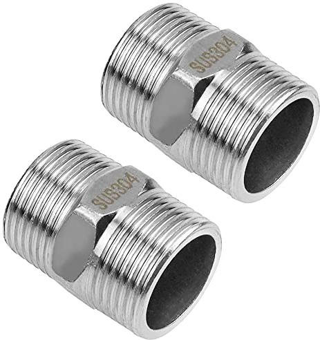 JPGhaha Doppelnippel 1 Zoll Edelstahl 304 2PCS Gewindefitting Nippelmuffe Übergangsnippel für verschiedene Wasserleitungen oder Luftleitungen verbindenden
