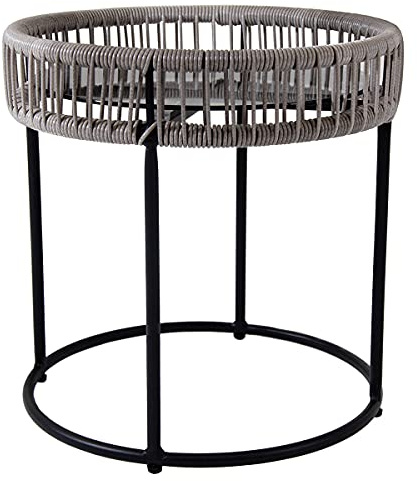 Charles Bentley Zanzibar Coffee Table Grey Side Rattan Side Table Wicker Glass Top Indoor Outdoor Garden Drink Stand