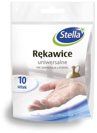 STELLA Universalhandschuhe Vinylhandschuhe 10 Stück/ 5 Paar (1er Pack) / Einweg-Vinylhandschuhe/aus besonders Flexiblem Transparentem und Geruchsneutralem Vinyl/Protect Einmalhandschuhe/Puderfrei