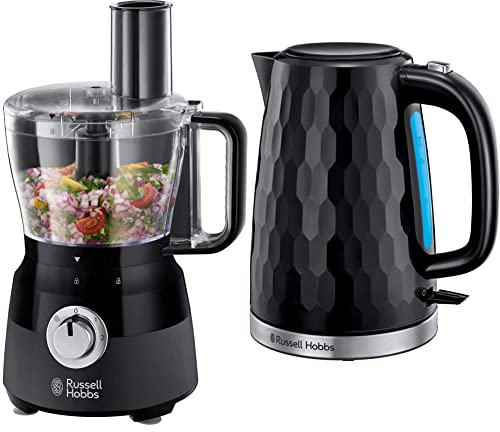 Russell Hobbs 24732 Desire Food Processor, Slicing and Dough Attachments, Matte Black, 600 W & 26051 Cordless Electric Kettle, 1.7 Litre, 3000 W, Black