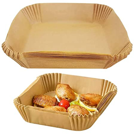 Yusheng Airfryer Lot de 50 feuilles de papier sulfurisé anti-adhésif jetables Air Fryer Air Fryer Papier parchemin Convient pour friteuse à air chaud