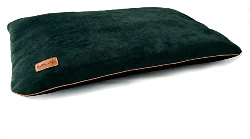 Halkalife Samtkissen für Hunde und Katzen, Robustes, gepolstertes, haustierfreundliches Materialbett für Haustiere, Kissen für Hund, Weiches Kissen für Katze (S, Flaschengrün)