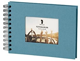Rössler SOHO mini Fotoalbum zum Einkleben mit Passepartout| Fotoalbum schwarze Seiten | Fotoalbum zum selbstgestalten | Photo Album | Fotoalbum klein | 195x145mm | 1 Stück | Farbe: Blau | Denim | Fotobuch mit Passepartout und schwarzen Seiten zum Einkleben und Präsentieren von Bildern